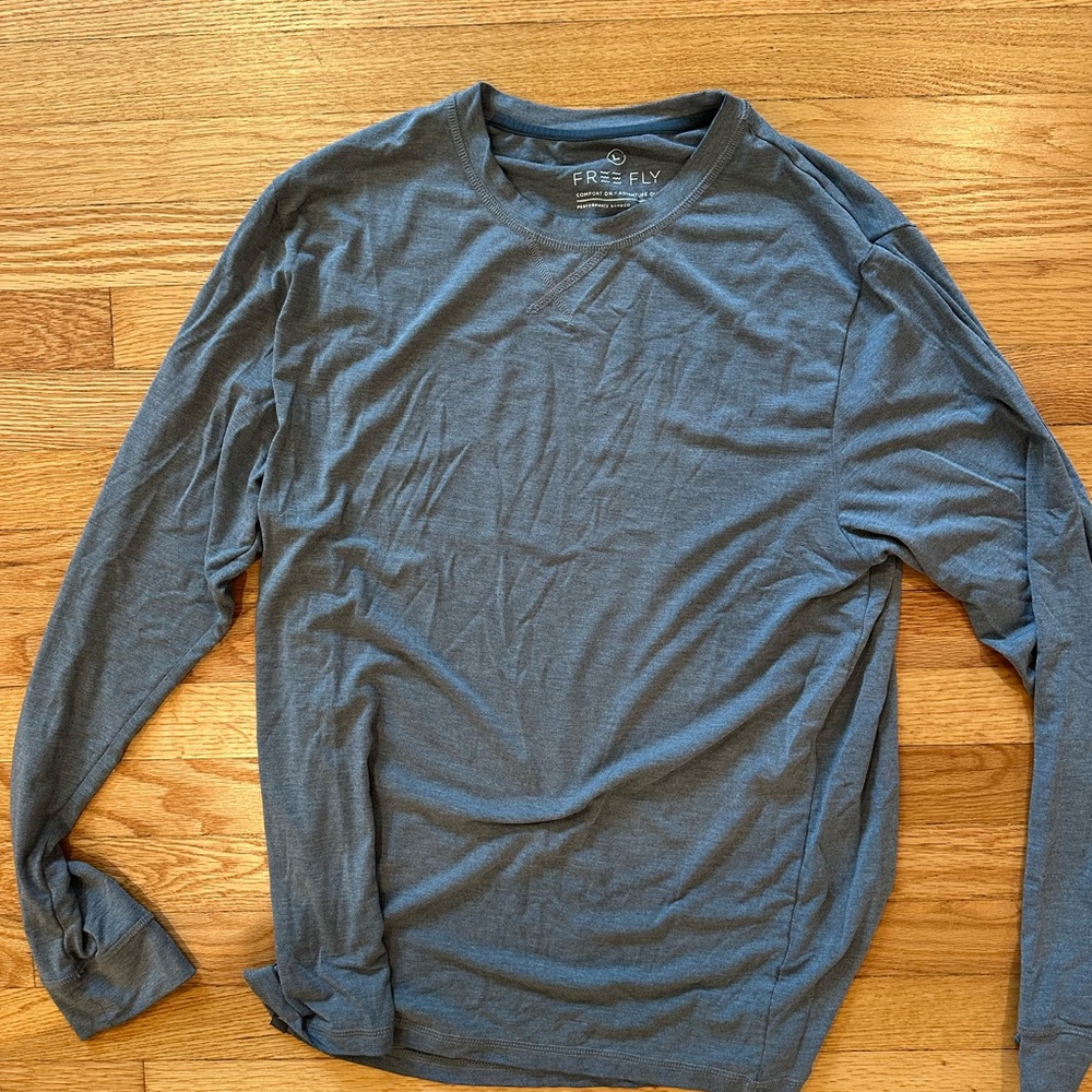 Free Fly Apparel Men's Blue Long T Sleeve Shirt